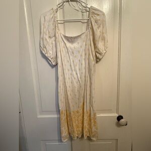 LC Lauren Conrad Ivory and Mustard Floral Dress